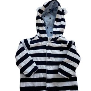 Baby Gap striped shacket jacket bear hoodie 0-3 Mo